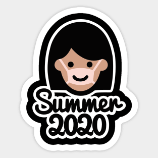 Summer 2020 face mask sun tan vacation corona girl facemask Sticker